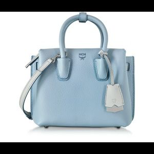 MCM mini milla tote baby blue leather